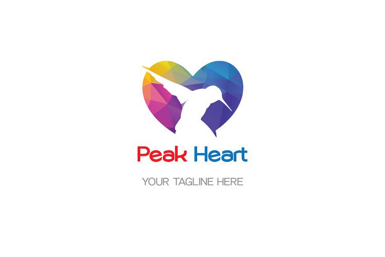 Bird in Heart Flying Logo example image 1