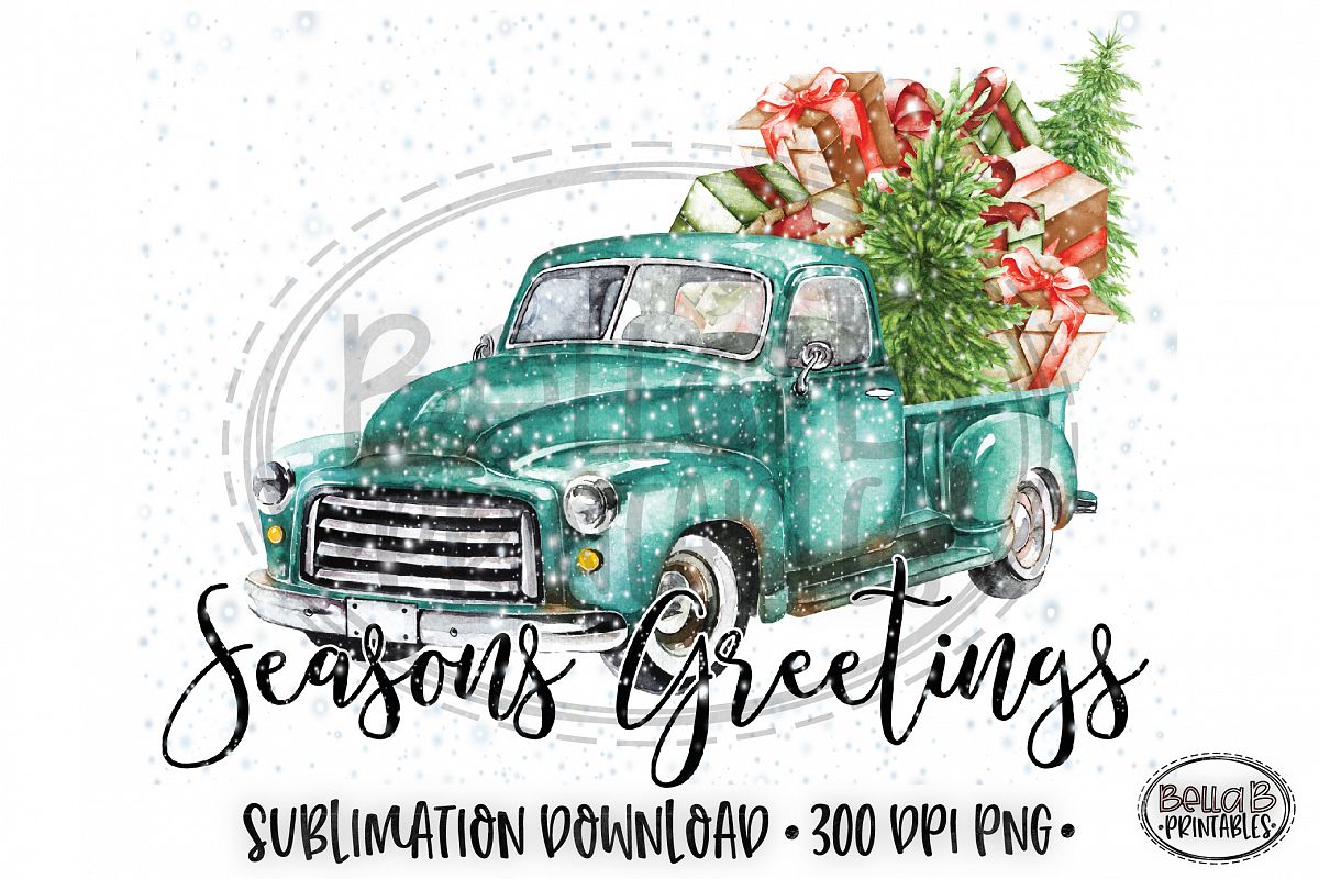 Christmas Sublimation Design, Seasons Greetings Sublimation example image 1