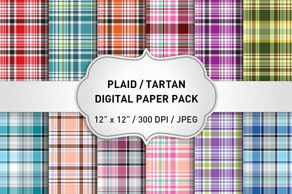 Plaid Digital Paper Pack / Backgrounds / Scrapbooking / Patterns / Printables / Card Making example image 1
