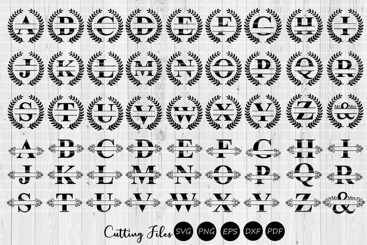 Split Alphabet Monogram Bundle | SVG | Commercial use example image 1