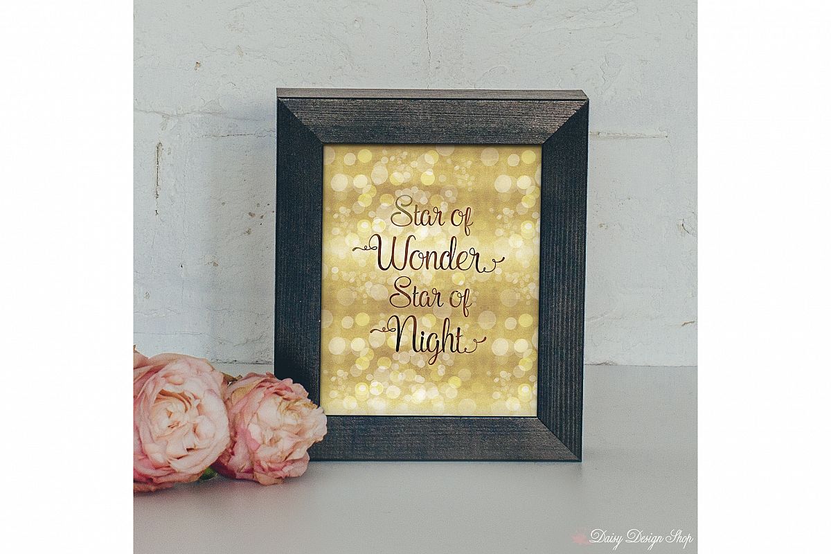Star of Wonder Glitter Bokeh Art Print - Holiday Home 8x10 Printable example image 1