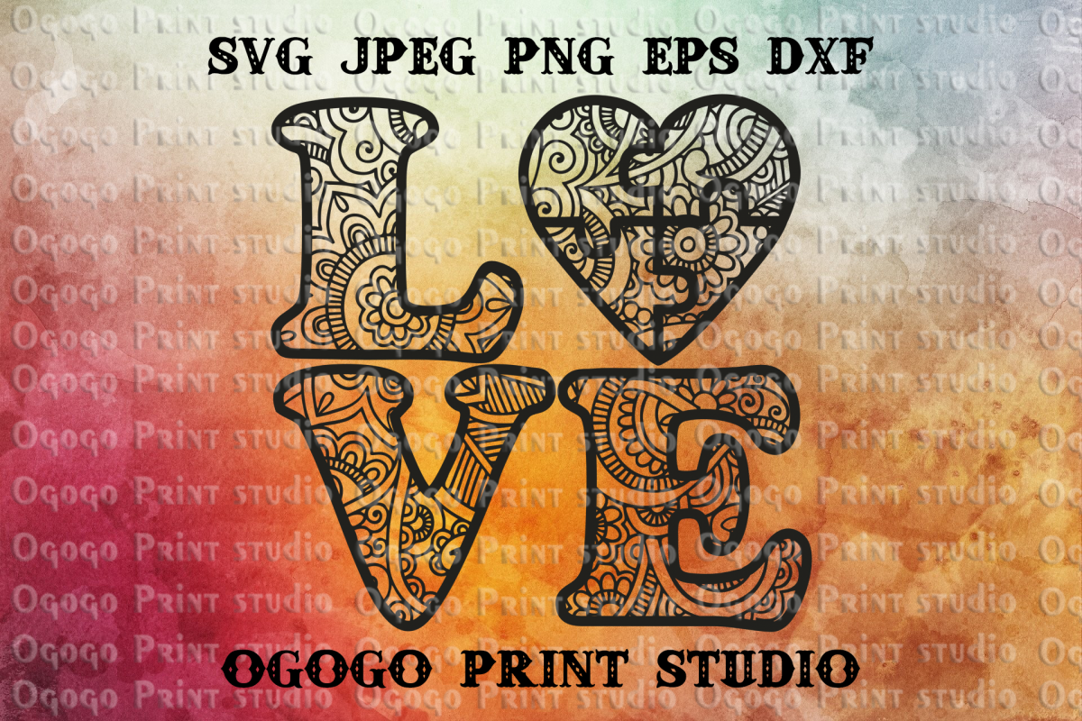 Love Mandala svg, Jigsaw puzzles Svg, Autism Svg, Zentangle example image 1