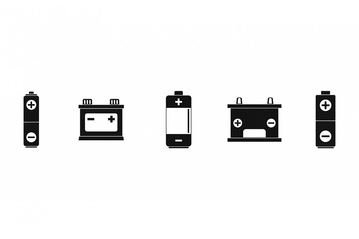 Battery icon set, simple style example image 1