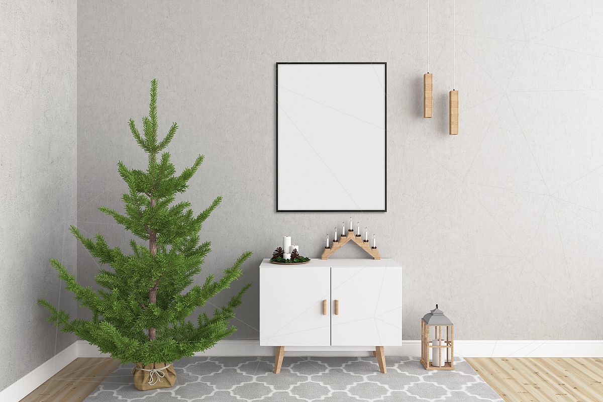 Christmas interior mockup bundle - blank wall mock up example image 1