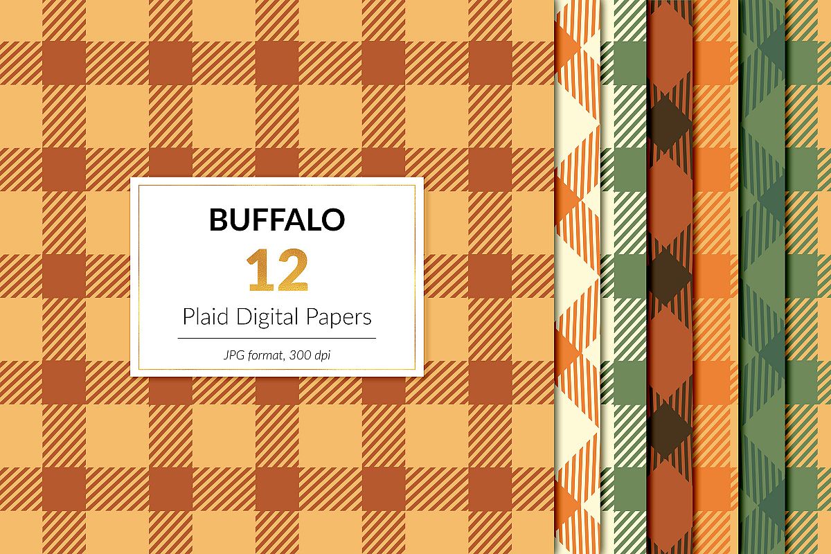 Fall Buffalo Plaid Digital Paper example image 1