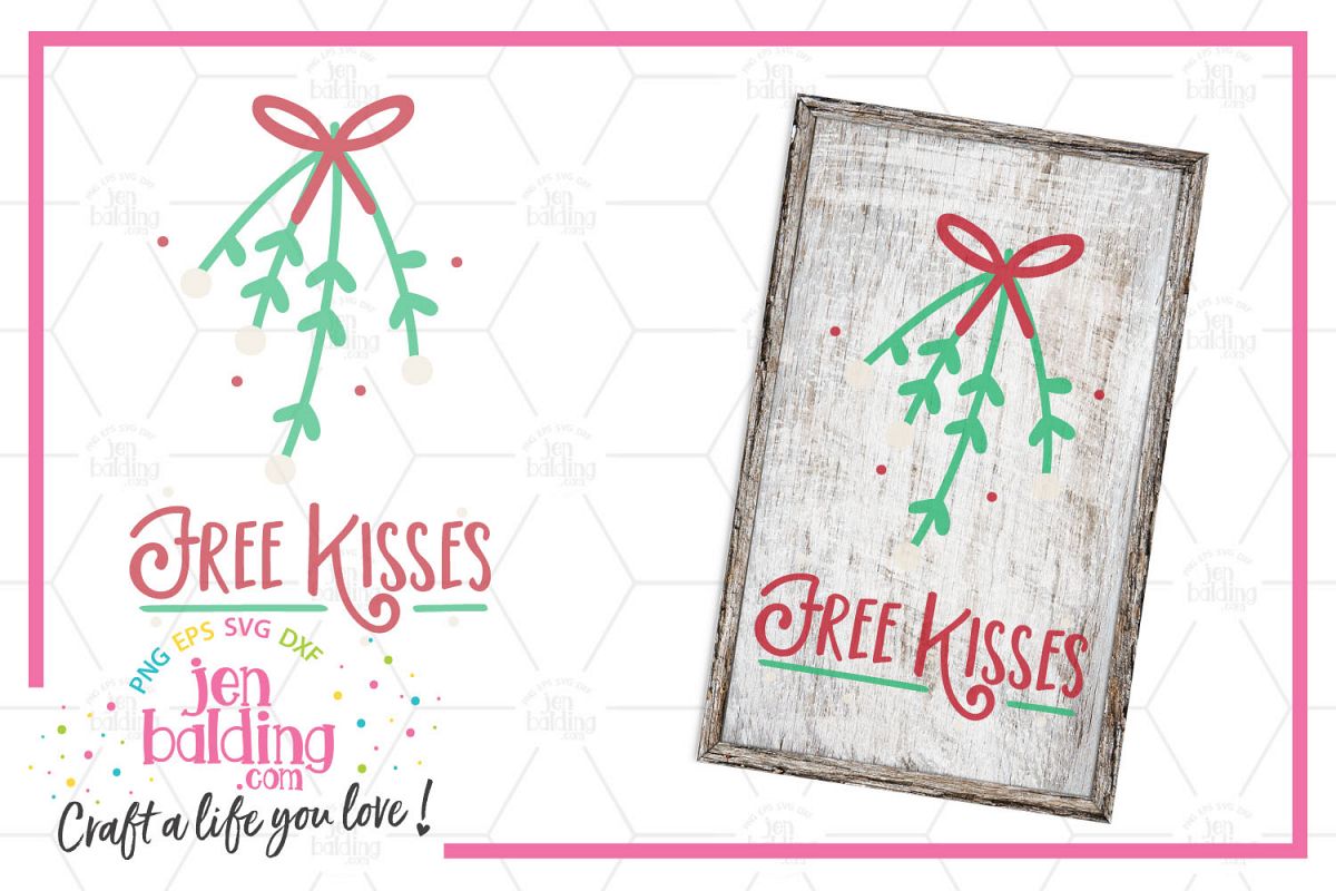 Free Kisses Mistletoe SVG example image 1