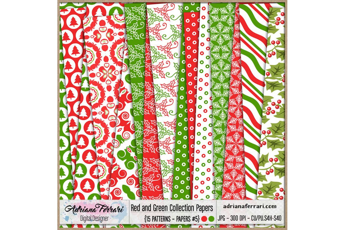 Red and Green Collection Papers 5 example image 1