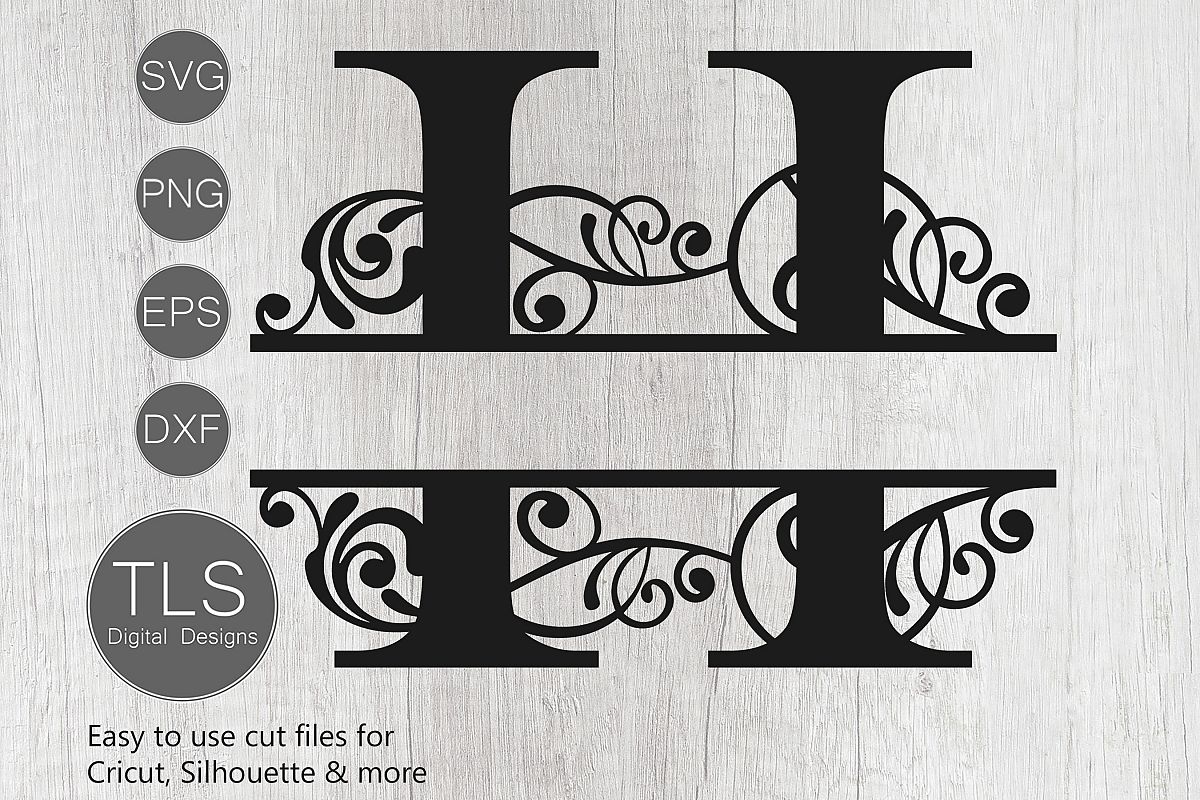 Split Monogram Letter H SVG, Letter H Monogram SVG, Letter (375386