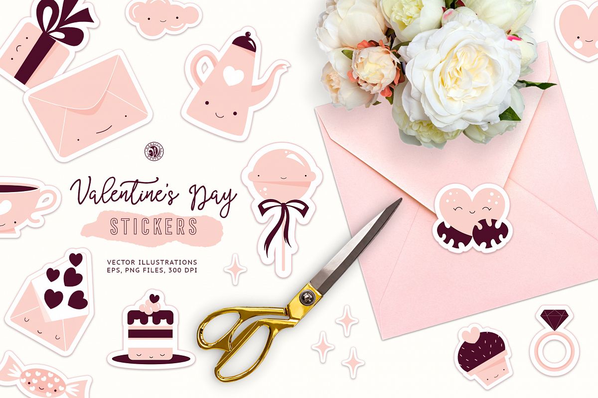 Cute Valentine's Day Stickers example image 1