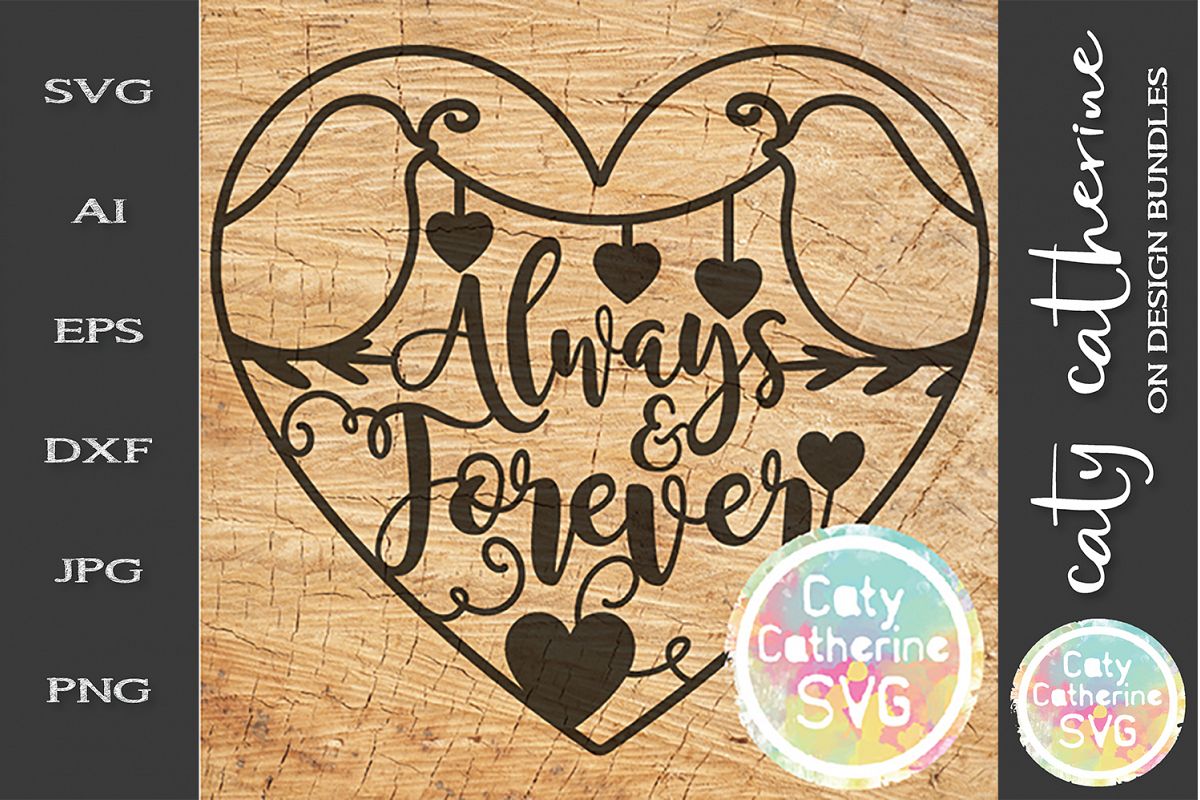 Always & Forever SVG Cut File Love Birds SVG Cut File example image 1