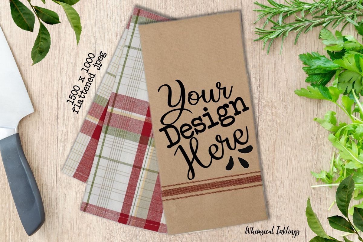 Kitchen Herbs Dish Towel Mock Up example image 1