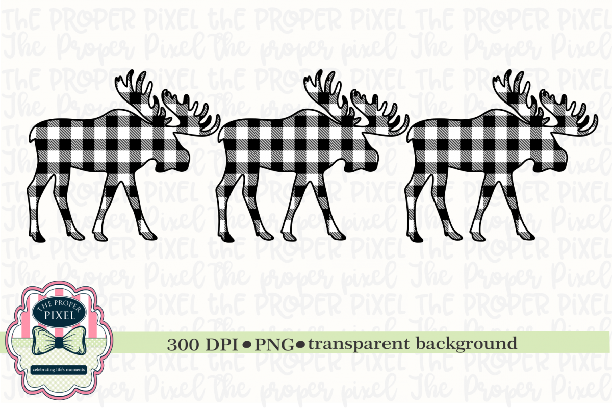 Moose Design Buffalo Plaid Christmas Sublimation Printable example image 1
