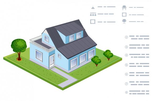 House isometric vector illustration example image 1
