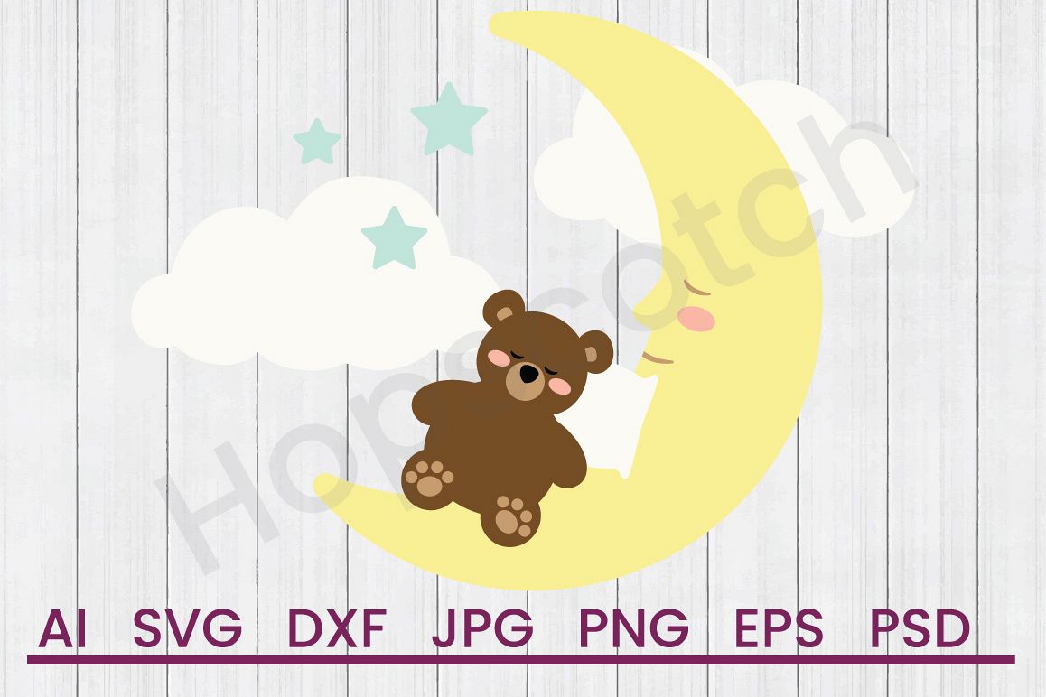 Sleeping Teddy Bear SVG, DXF File, Cuttatable File example image 1
