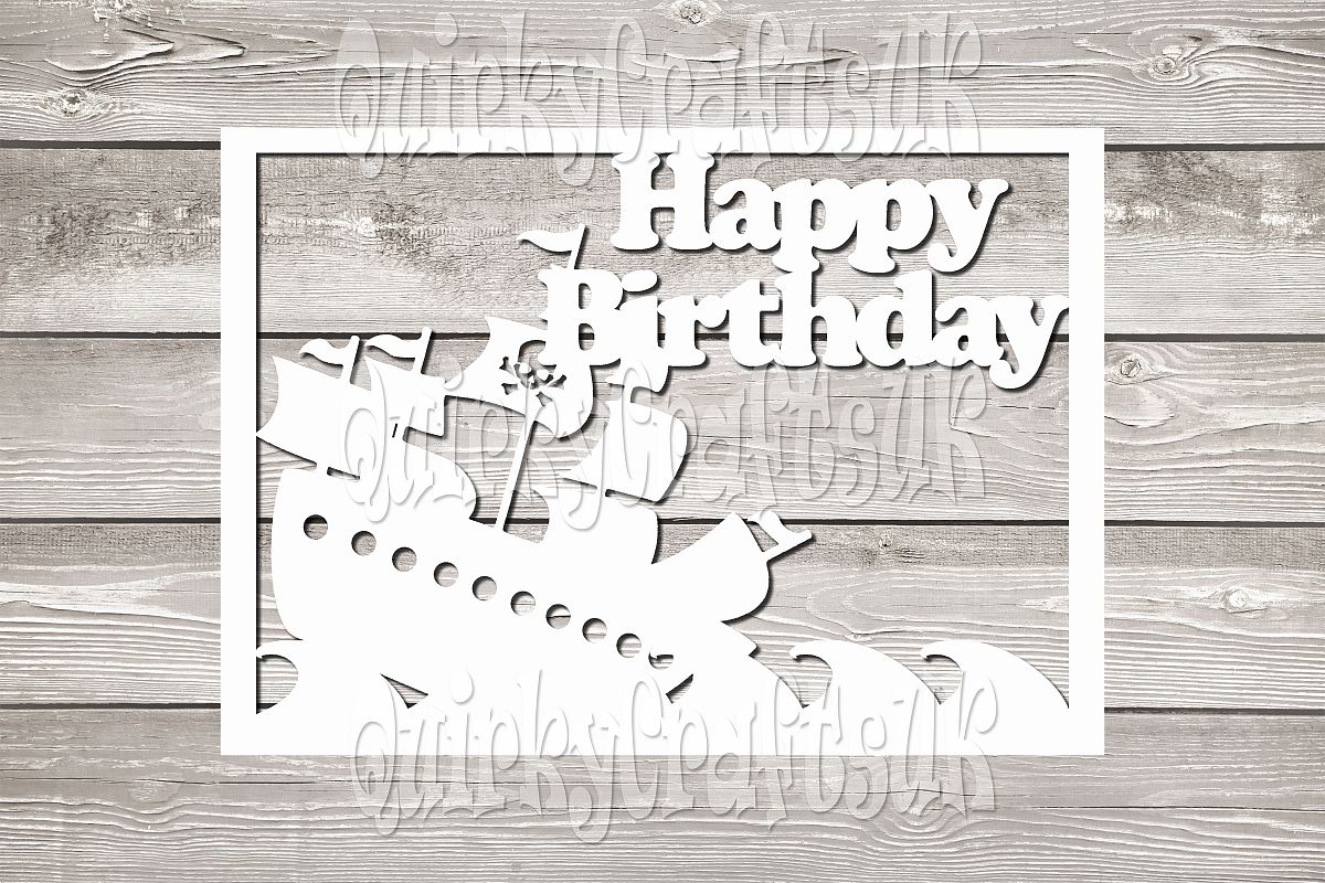 Happy birthday Pirate Ship/SON papercutting templates|PNG/PD example image 1