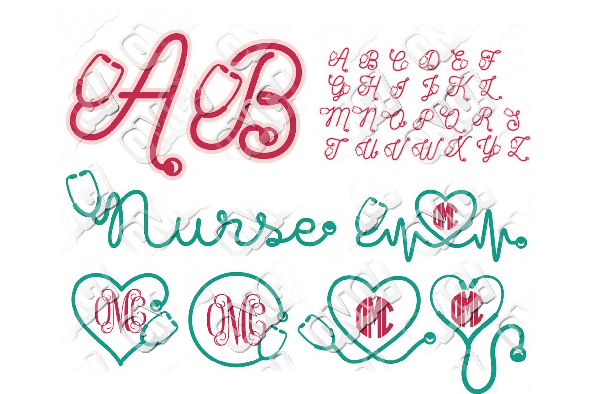 Download Nurse Stethoscope Alphabet Font SVG Bundle