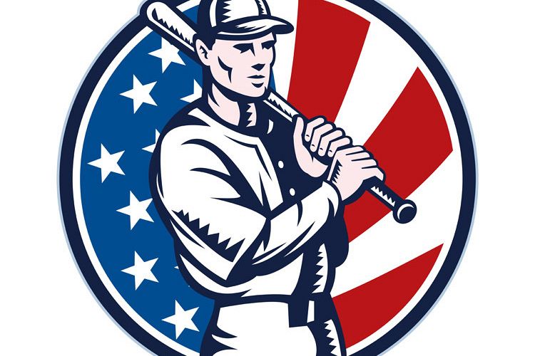 Baseball player holding bat american flag example image 1