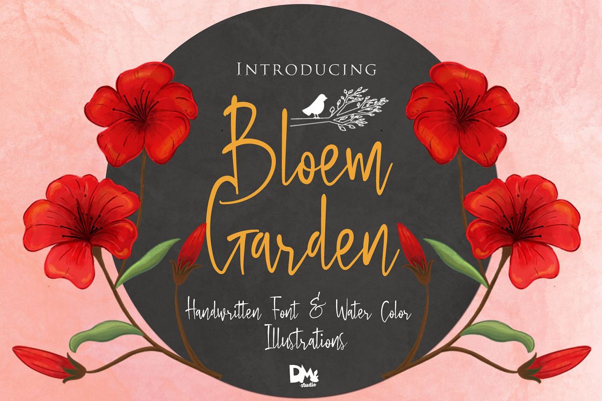 Bloem Garden - Handwritten Font with Watercolour Package example image 1