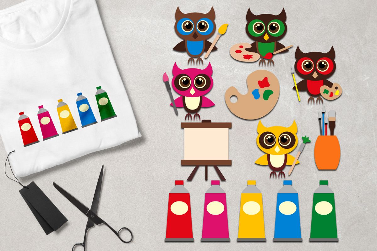 Owl painting class - art supplies graphics example image 1