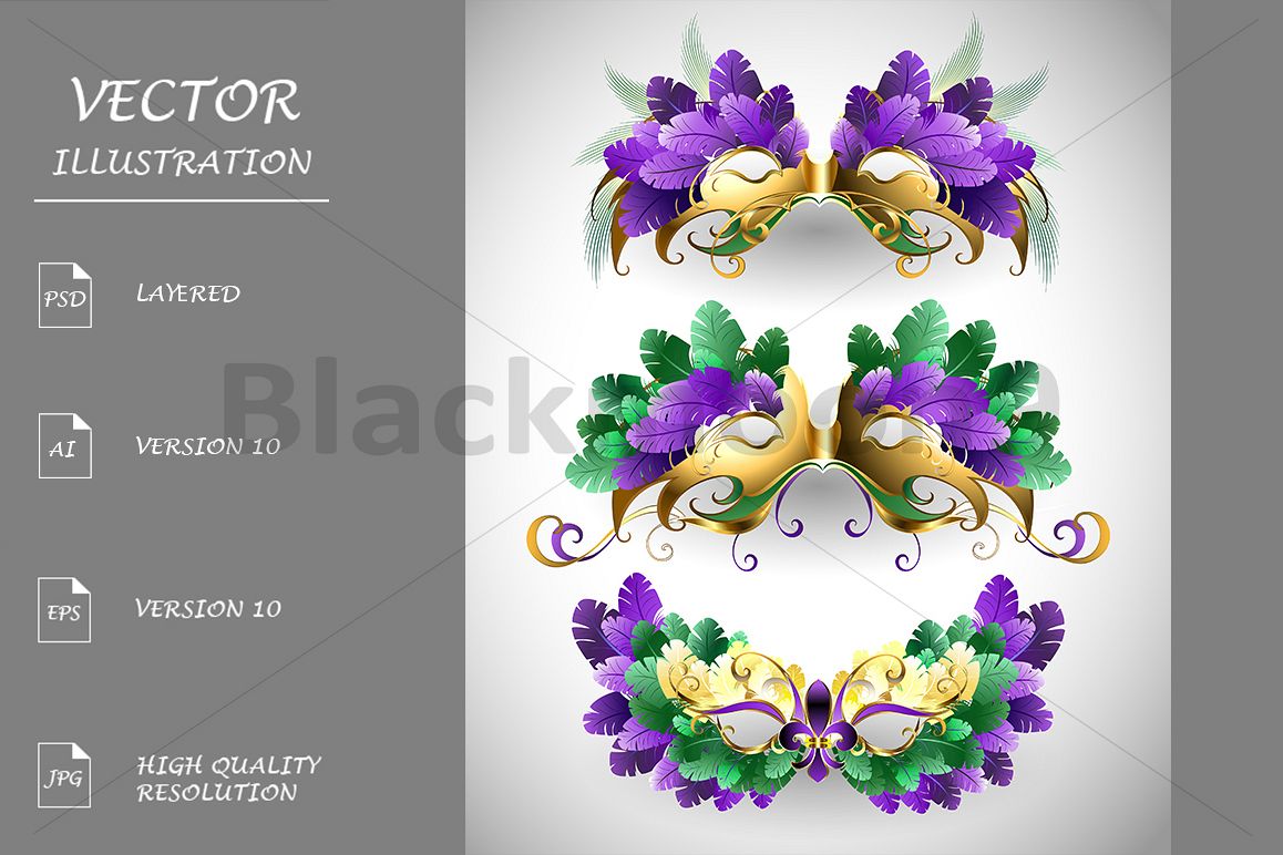 Set of Mardi Gras Masks example image 1