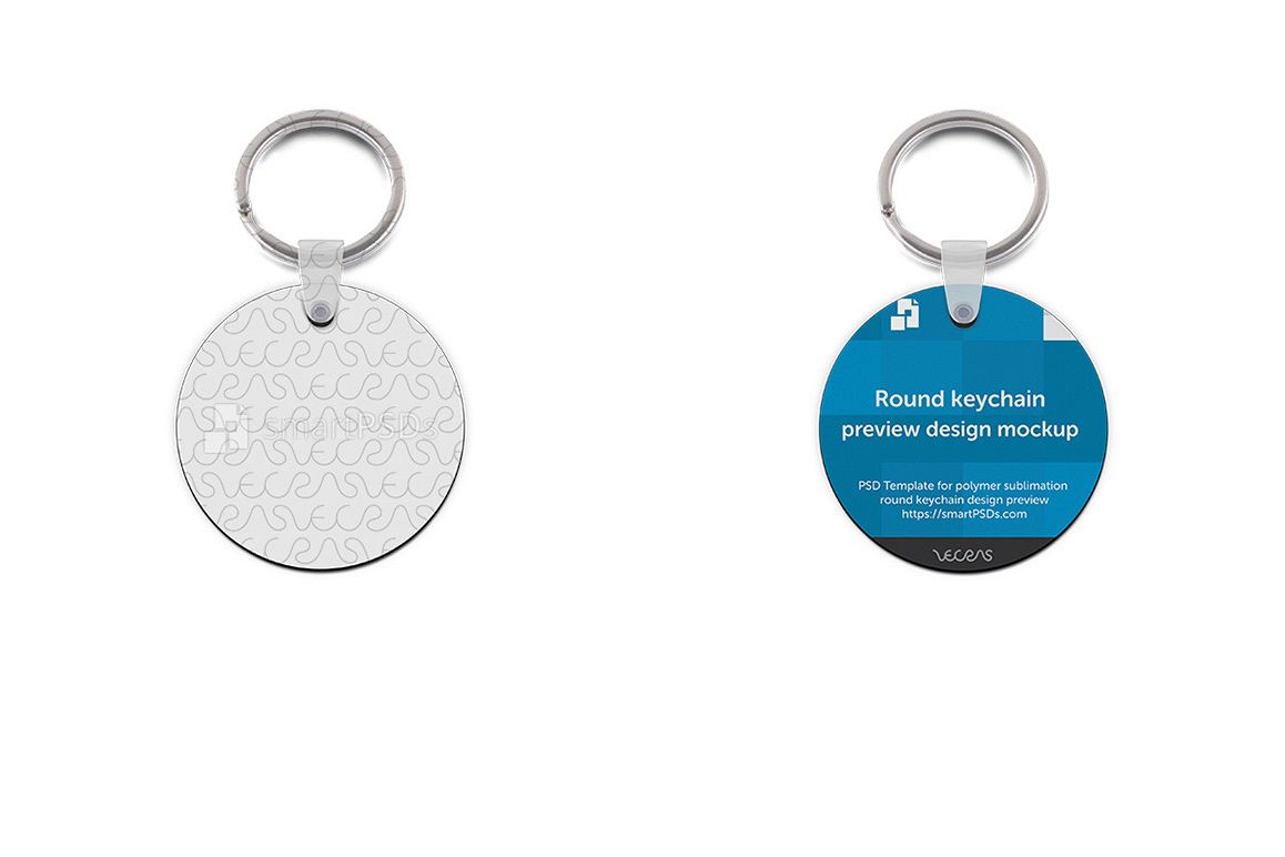 Round Shape Keyring Design Mockup - 2 Views example image 1