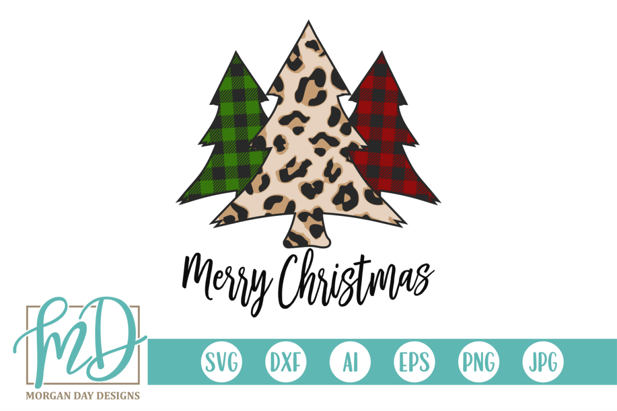 Download Merry Christmas - Leopard - Buffalo Plaid Christmas Tree SVG