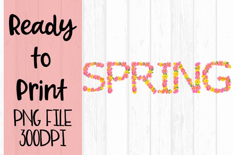 Spring Word Art with Flowers Ready to Print example image 1