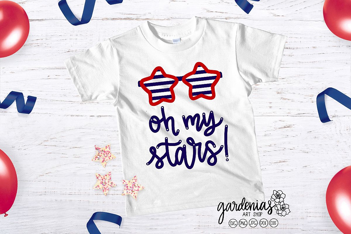 Oh My Stars SVG | Star Sunglasses Cut File | 4th of July example image 1