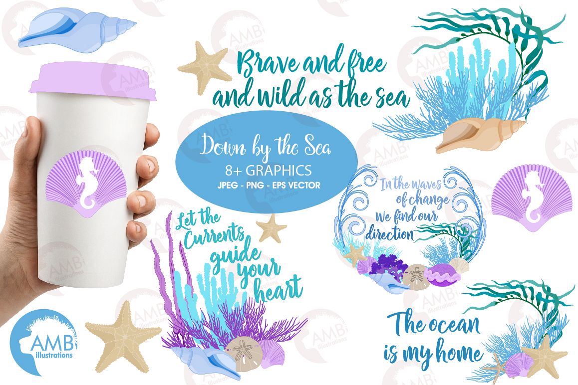 Down by the sea clipart, graphics, illustrations AMB-2342 example image 1