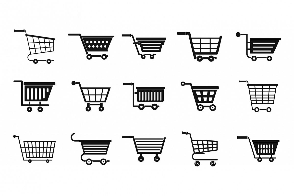 Shop cart icon set, simple style example image 1