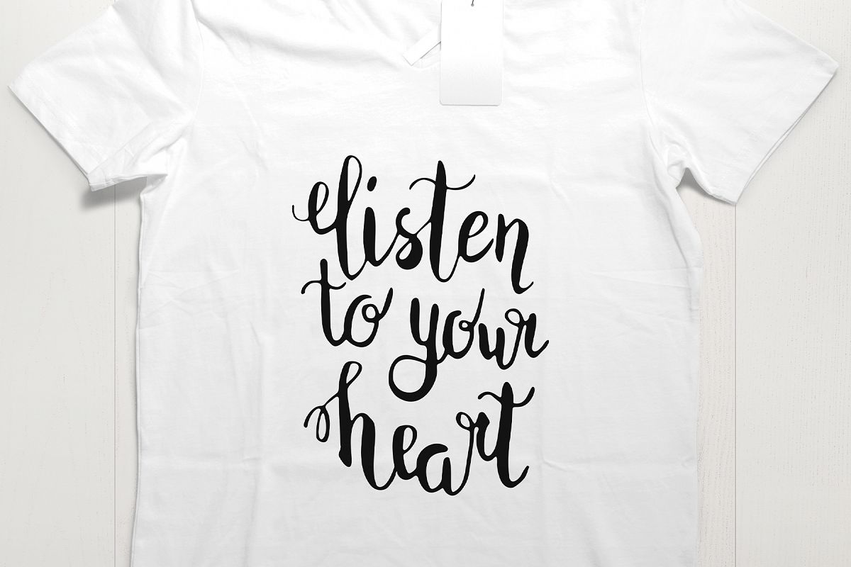 Listen to your heart lettering SVG PNG EPS JPG example image 1
