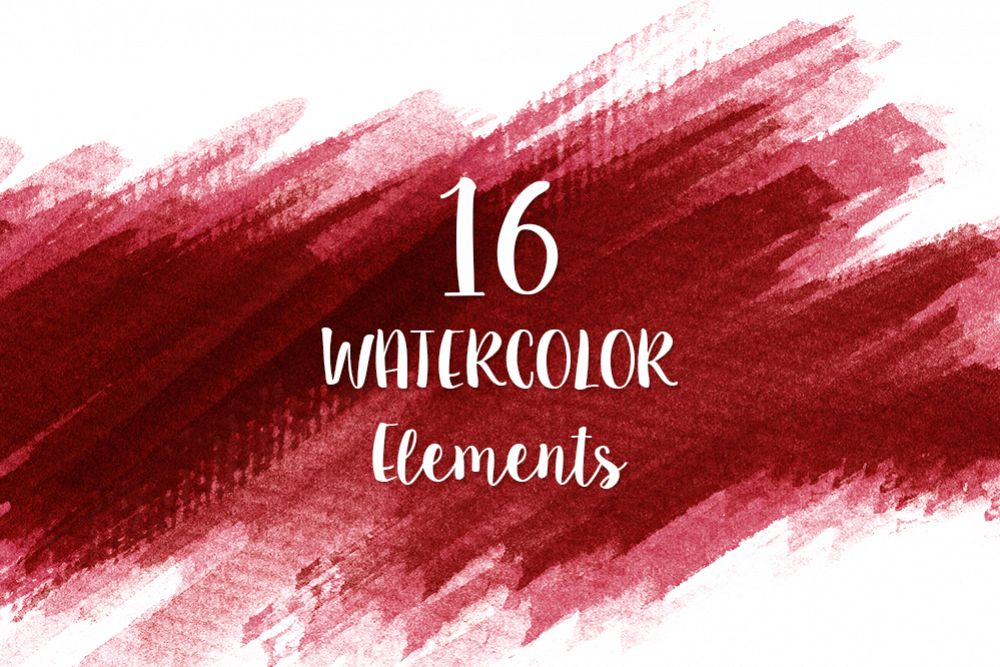 16 Red Watercolor Design Elements example image 1