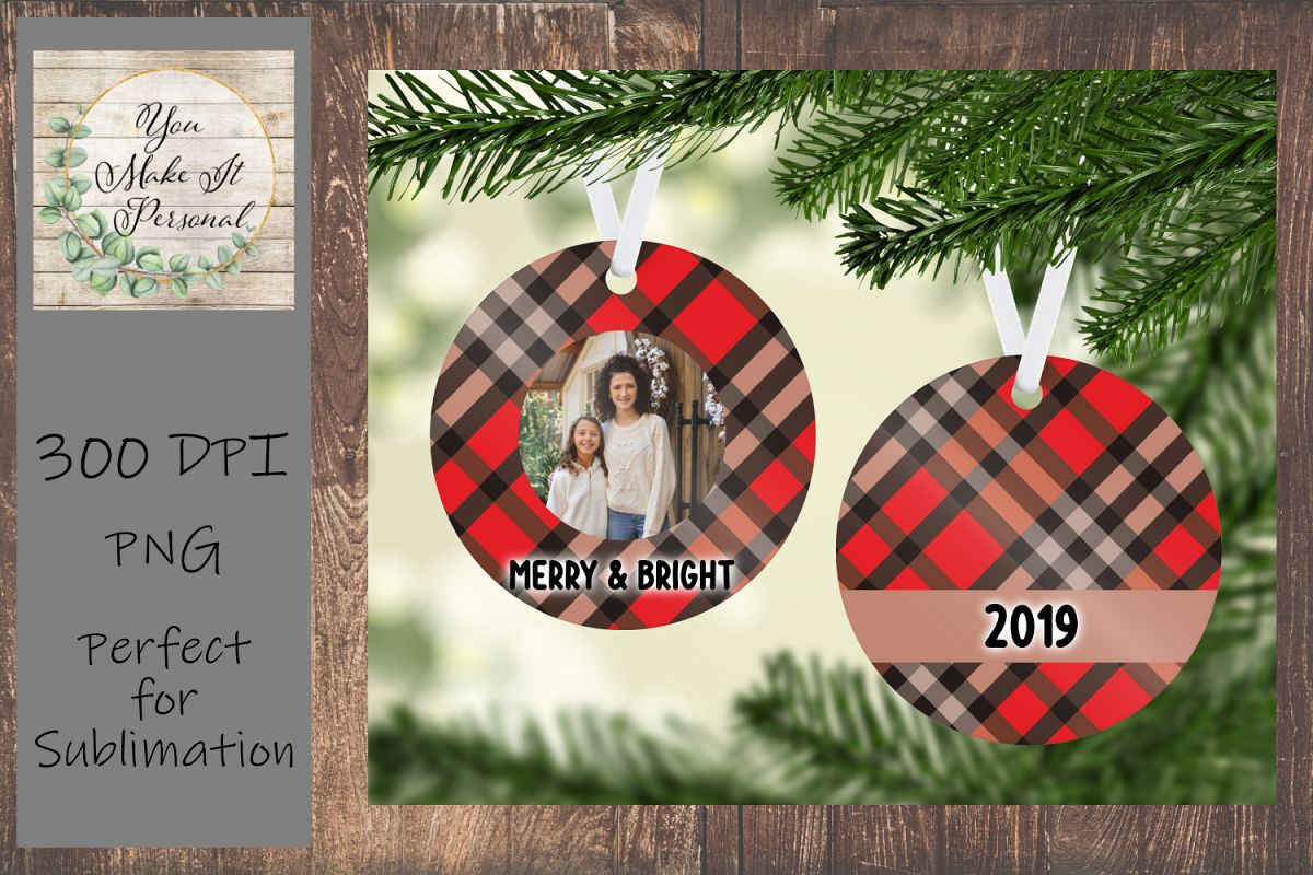 Sublimation Ornament Template - Classic Plaid Design example image 1
