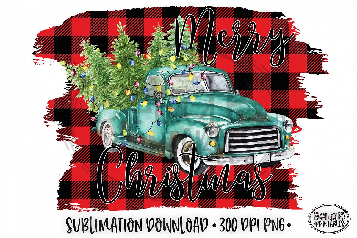 Christmas Sublimation Design, Christmas Truck Sublimation example image 1