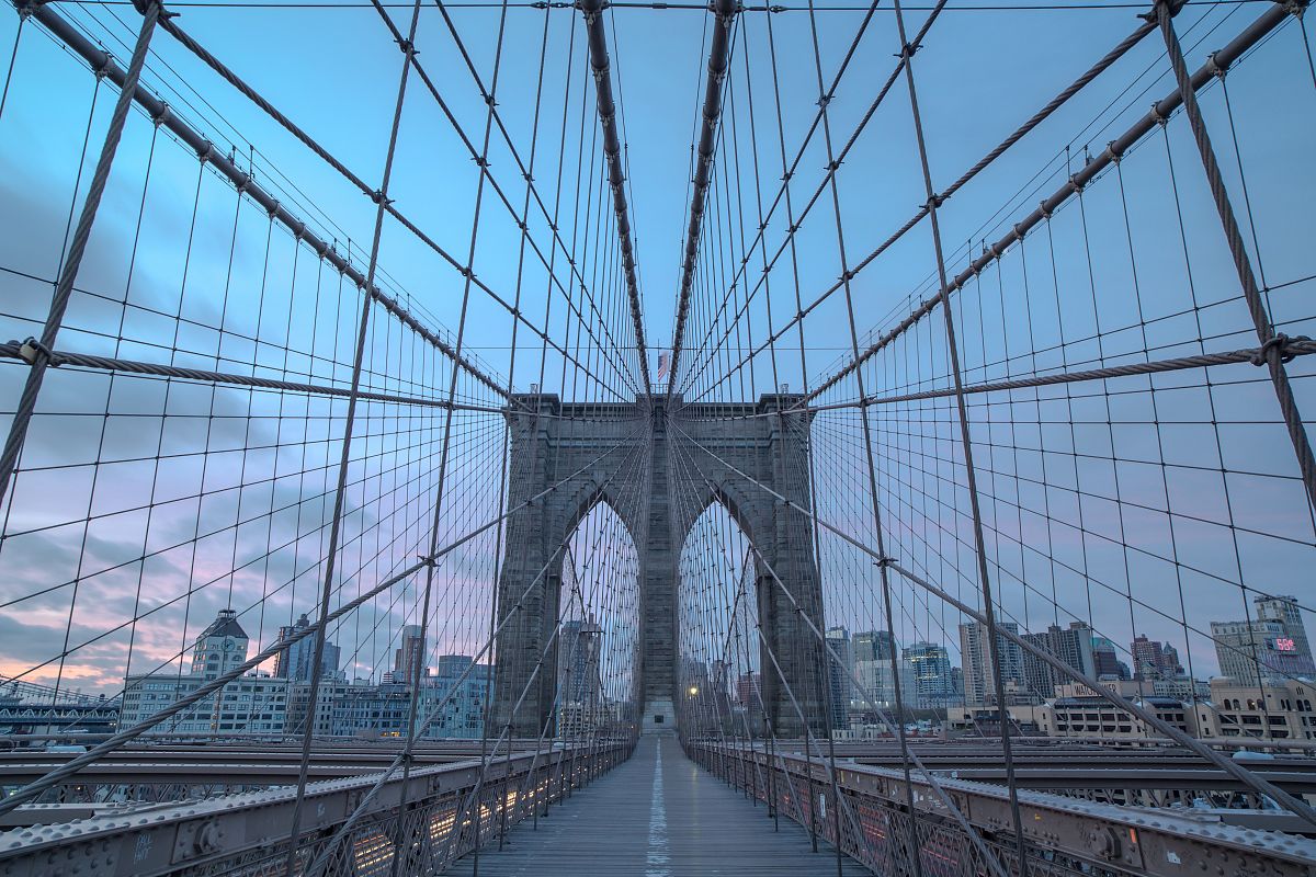 Brooklyn bridge during sunrise example image 1