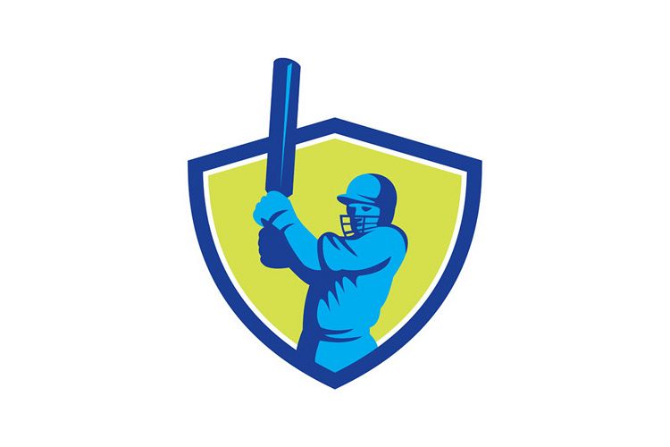 Cricket Player Batsman Batting Shield Retro example image 1