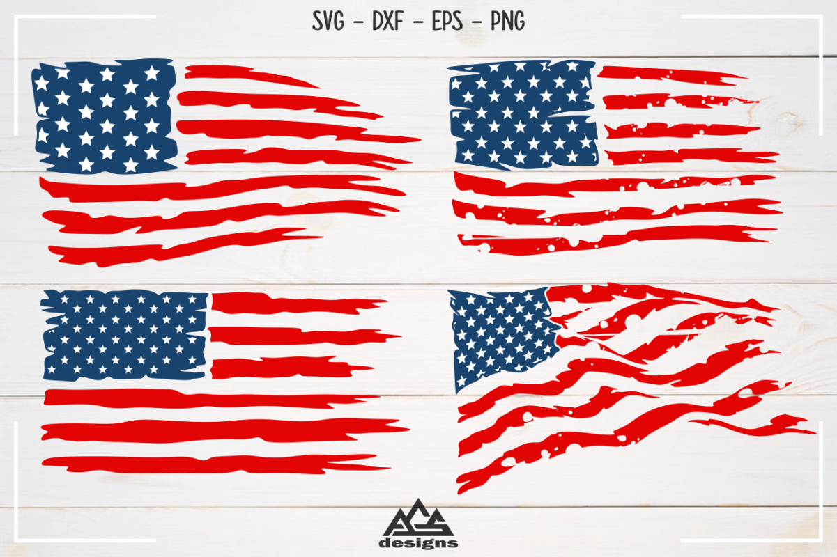 USA Flag Distressed Svg Design