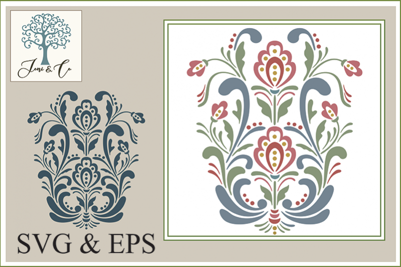 Scandinavian Folk Art Flowers, Rosemaling 1 example image 1
