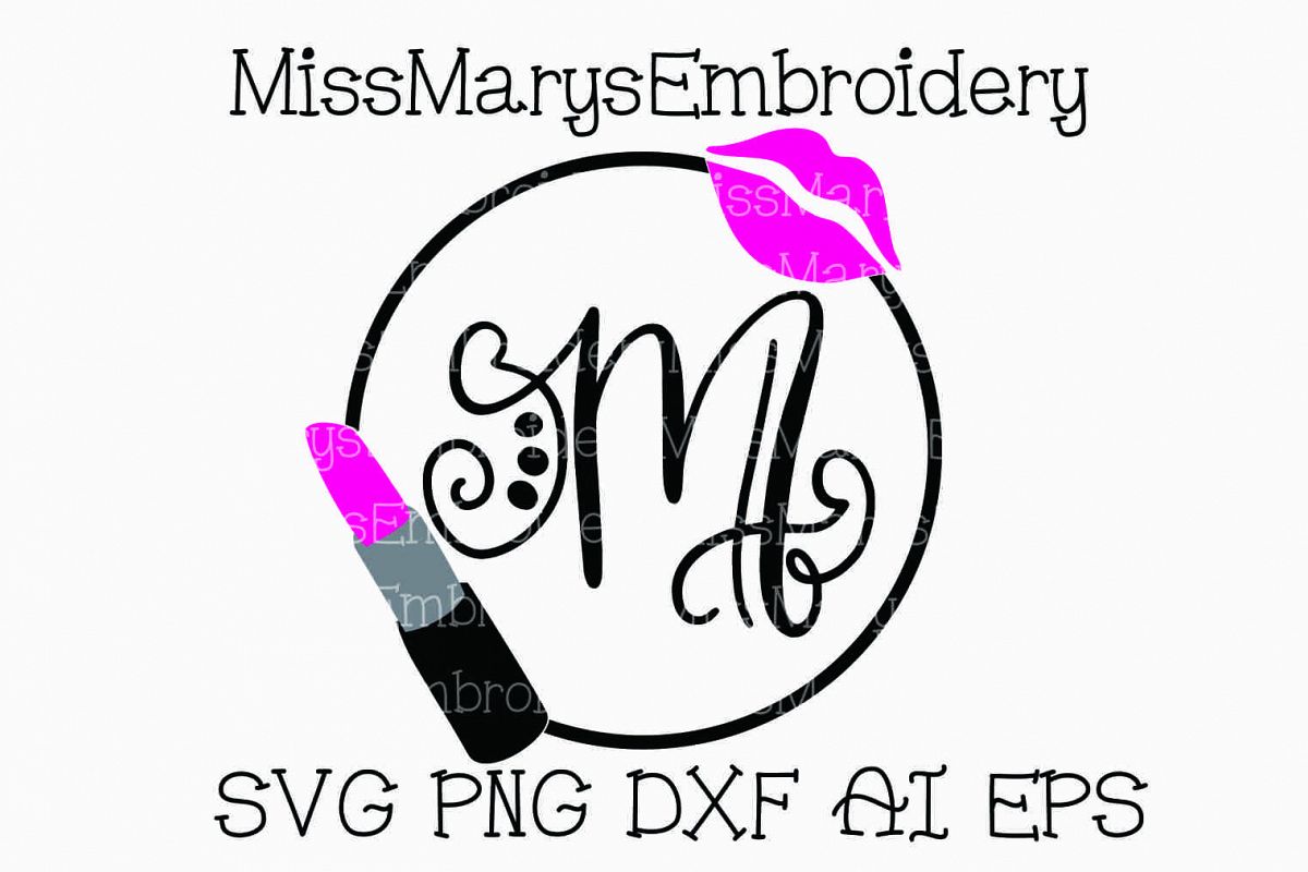 Download Lips Lipstick Monogram SVG Cutting File PNG DXF AI EPS (70184) | Cut Files | Design Bundles