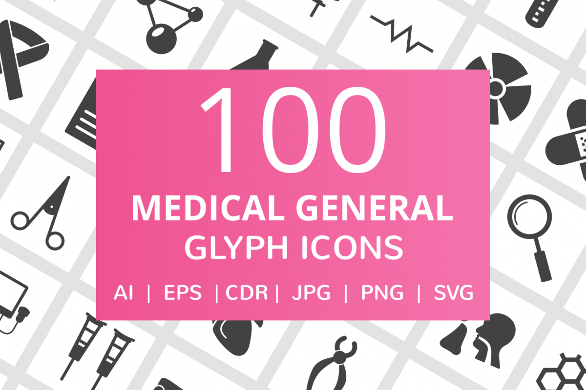 100 Medical General Glyph Icons example image 1