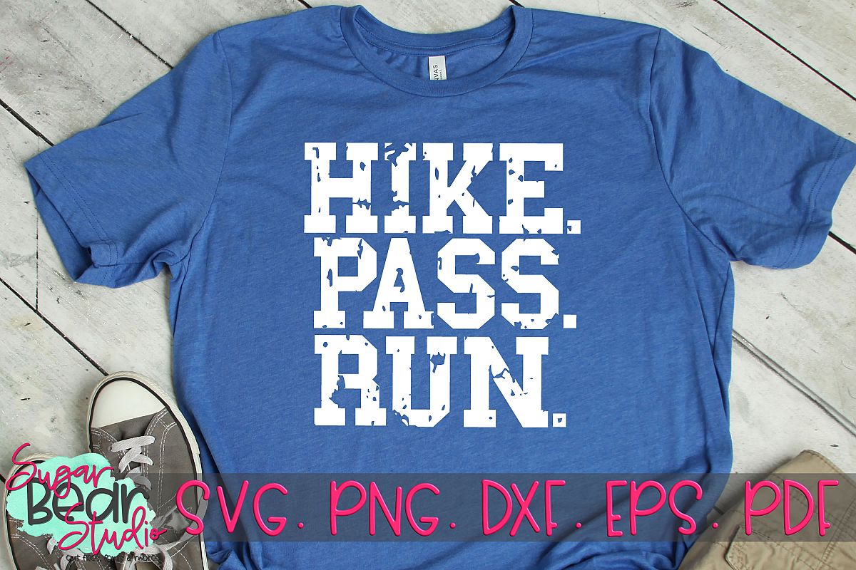 Hike Pass Run Distressed - A Football SVG example image 1