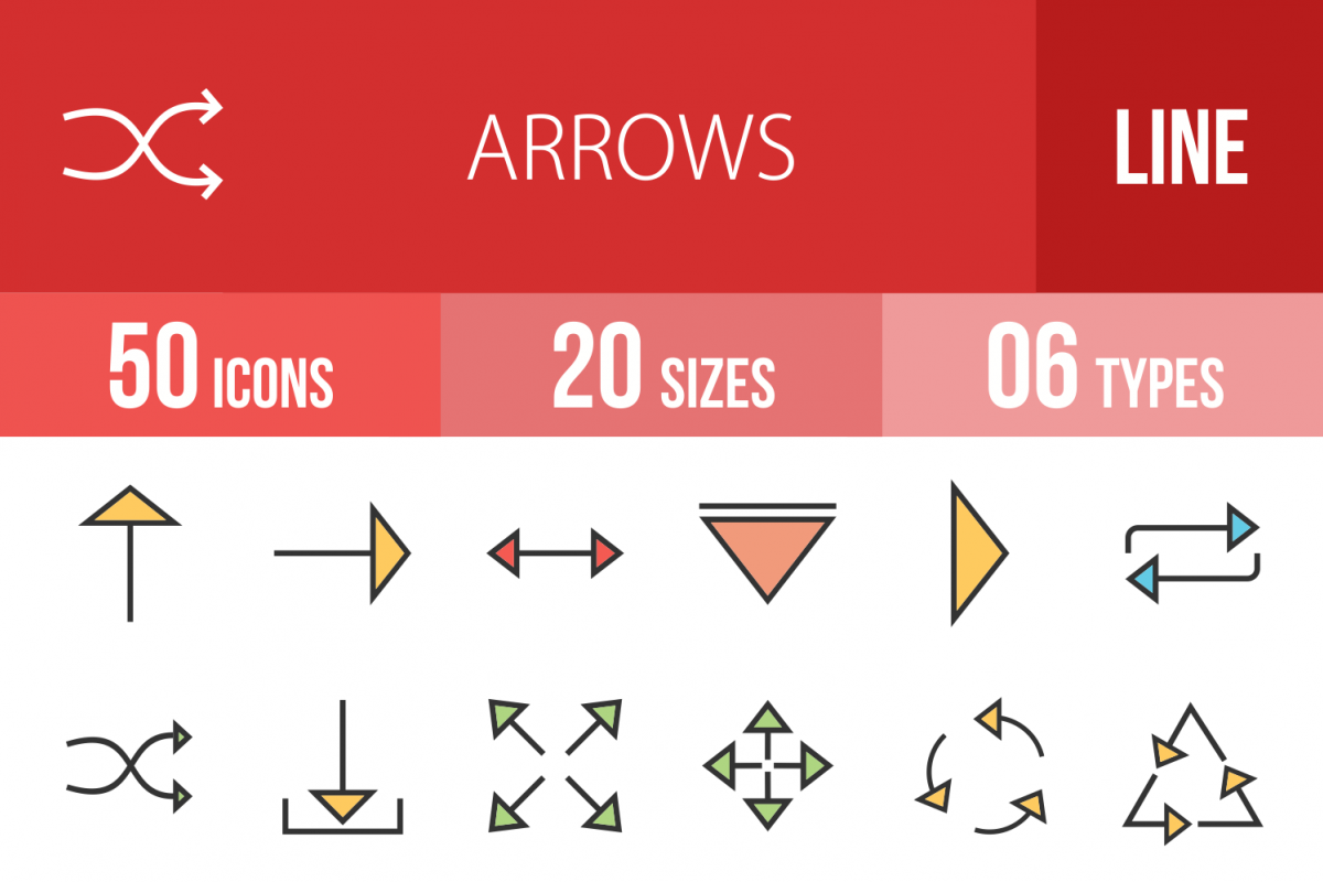 50 Arrows Linear Multicolor Icons example image 1