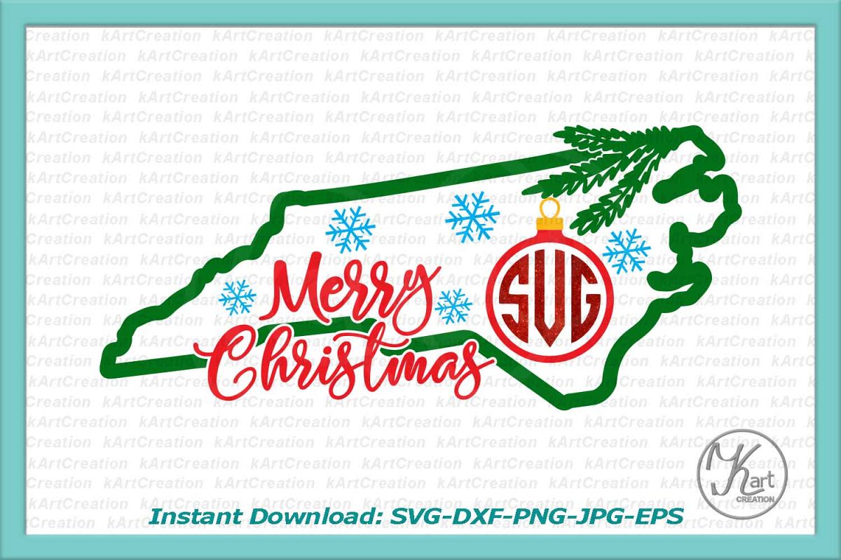 North Carolina Christmas monogram svg dxf files machine cut example image 1