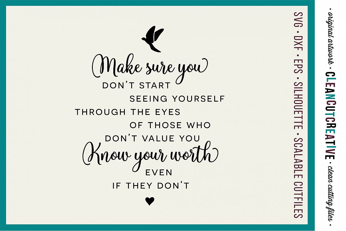 Make sure you KOW YOUR WORTH - Inspiring Quote - SVG DXF EPS PNG - Cricut & Silhouette - clean cutting files example image 1