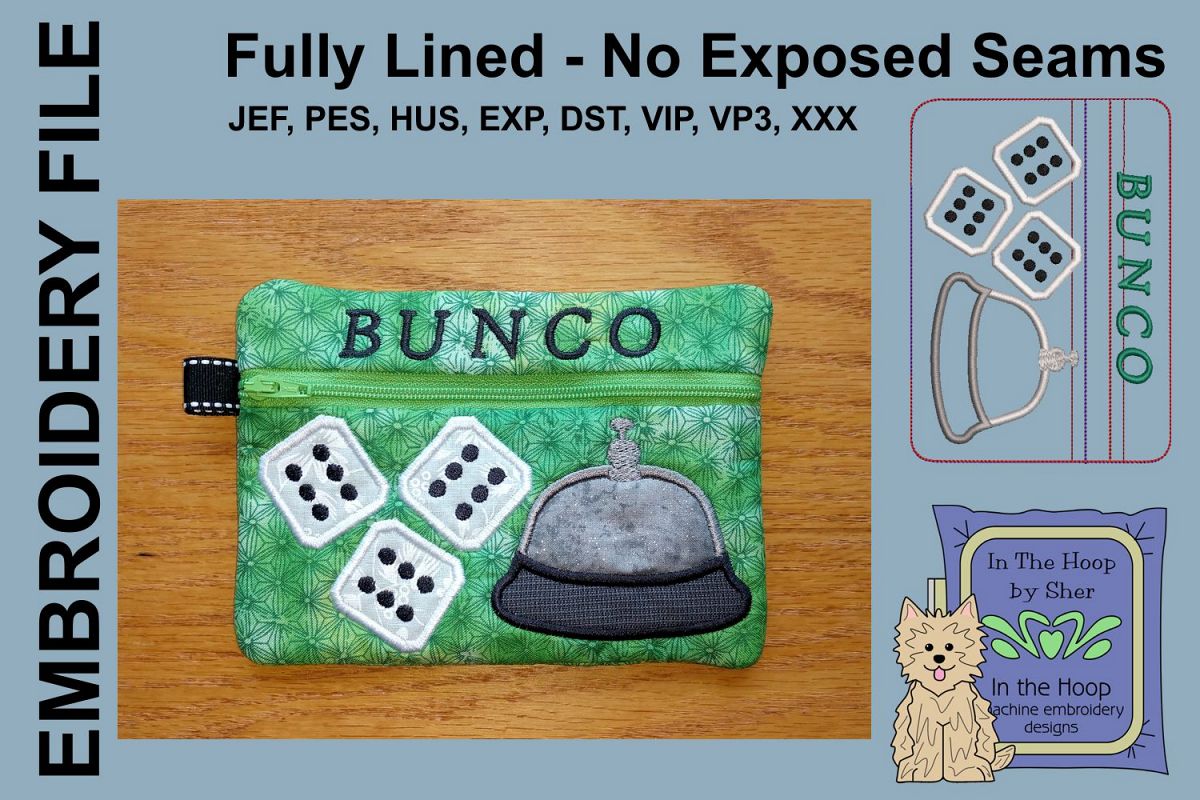 ITH Bunco Zipper Bag - Fully Lined, 5X7 HOOP example image 1