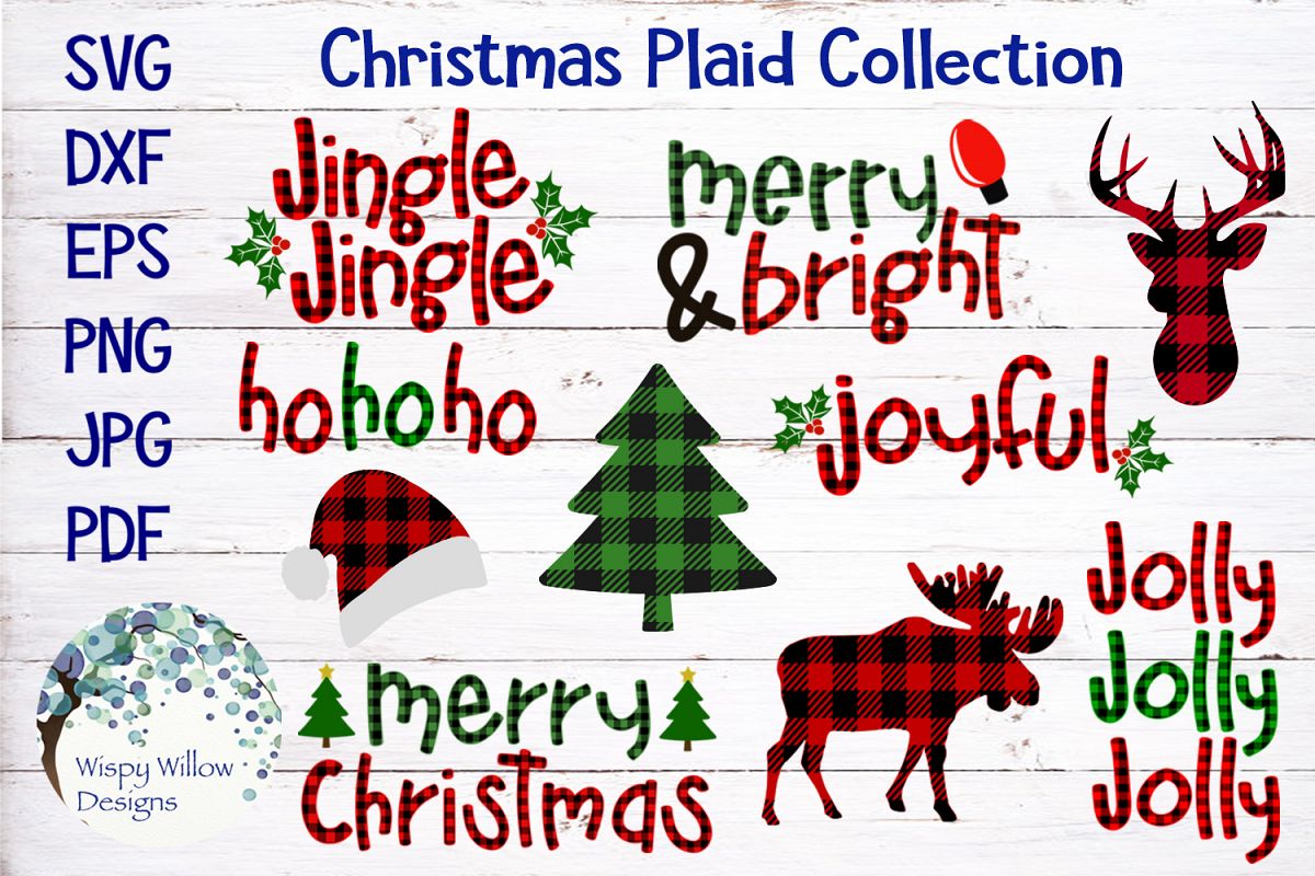 Buffalo Plaid Christmas Bundle SVG Cut Files example image 1
