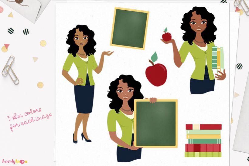 Woman teacher character clip art L074 Dezi example image 1