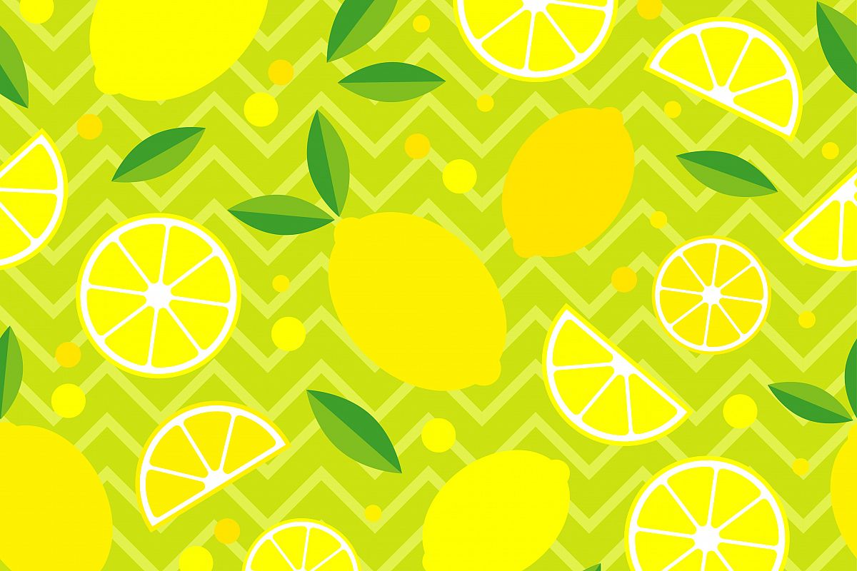 Seamless pattern with decorative lemons. Tropical fruits. Textile rapport. example image 1