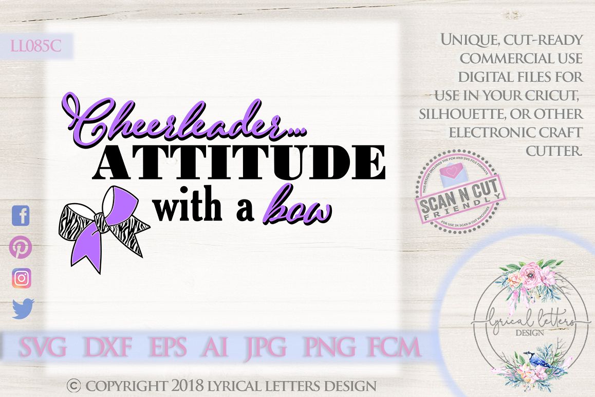 Attitude with a Bow Cheerleader SVG DXF Cut File LL085C example image 1