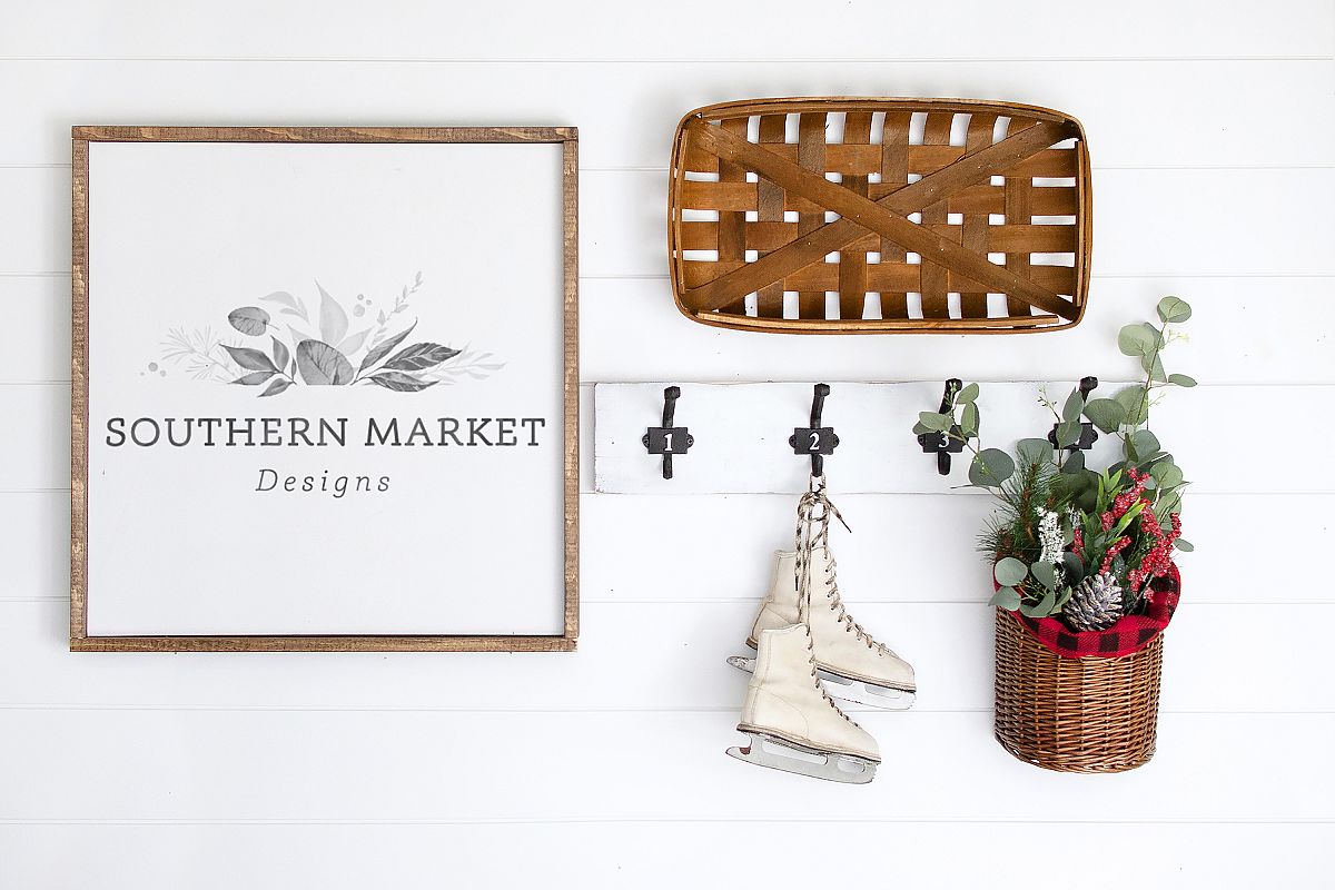 24x24 Christmas Wood Sign Mock Up Styled Photography example image 1